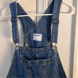 Old Navy Blue Denim Baggy Shortalls Shorts Overalls Large